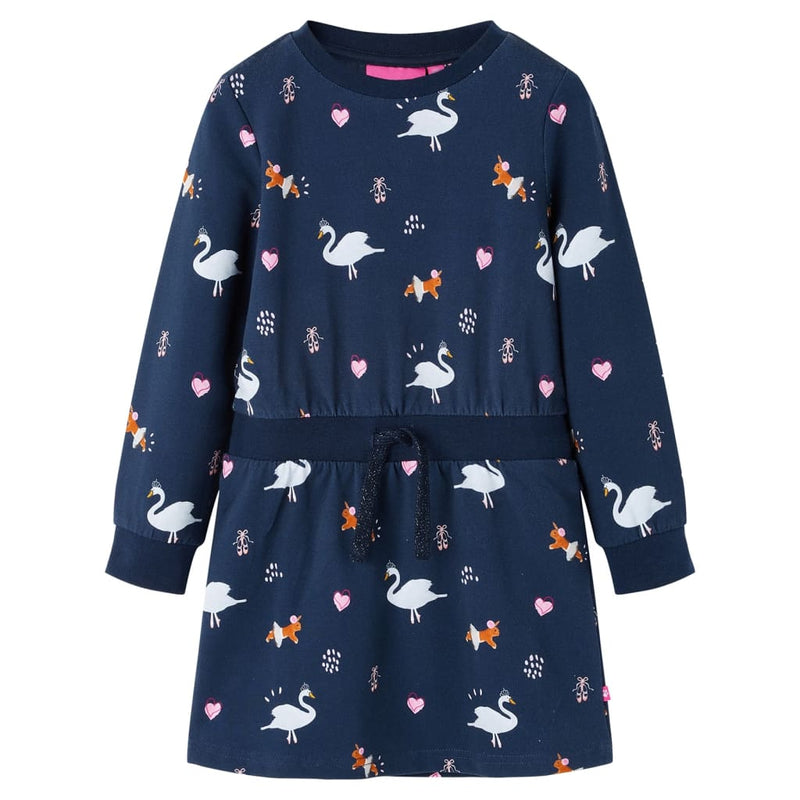 Vidaxl kinderjurk met lange mouwen 140 marineblauw