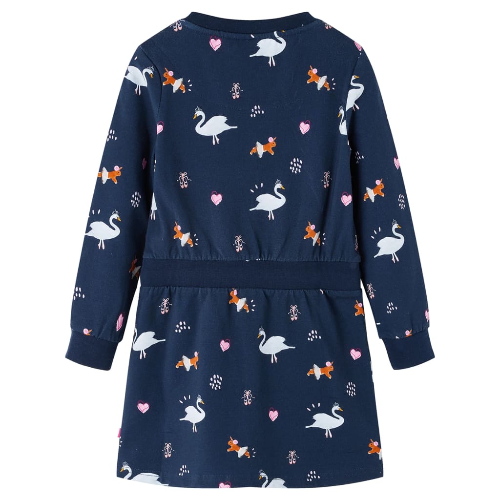Vidaxl kinderjurk met lange mouwen 140 marineblauw