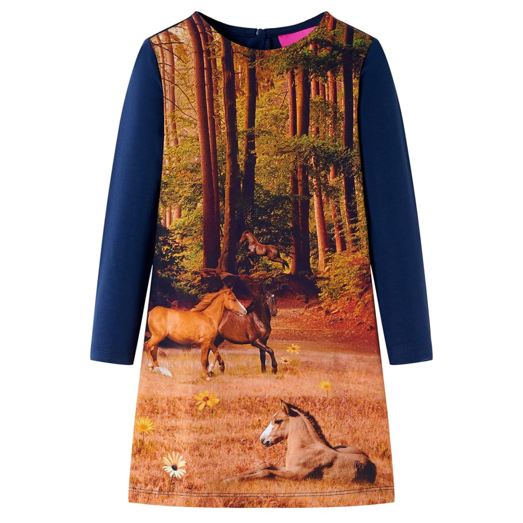 Abito per bambini VidaXL a maniche lunghe 128 blu navy