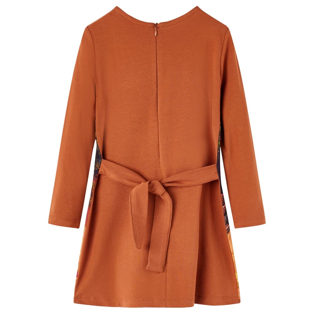 Abito per bambini VidaXL a maniche lunghe 104 color cognac