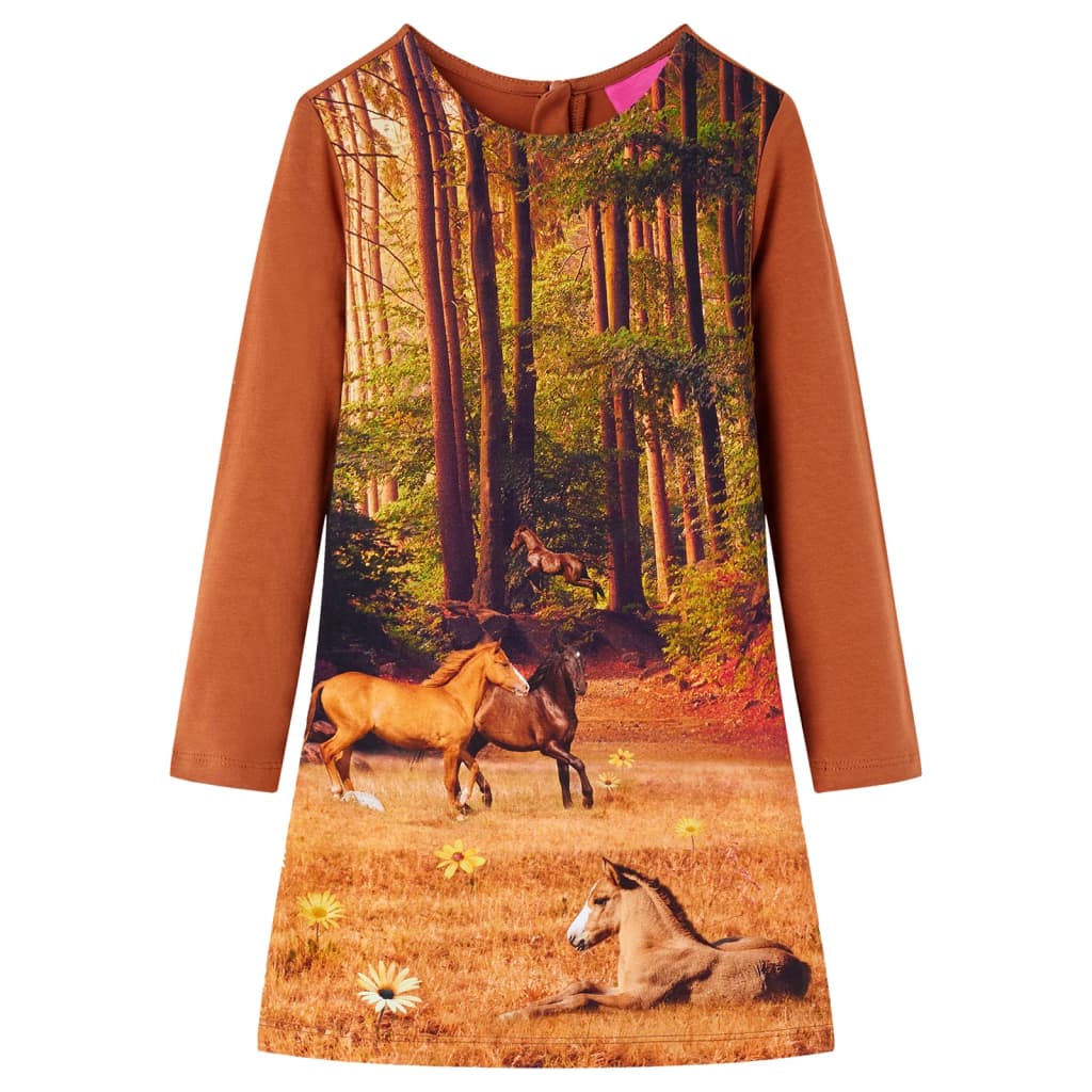 Abito per bambini VidaXL a maniche lunghe 116 color cognac