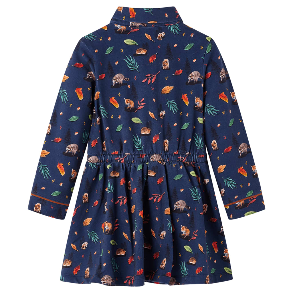 Abito per bambini VidaXL a maniche lunghe 104 blu navy