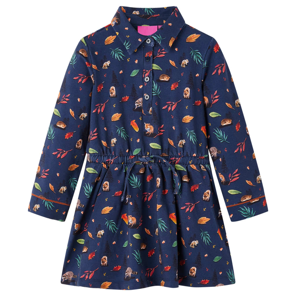 Vestido infantil vidaXL manga larga nº128 azul marino