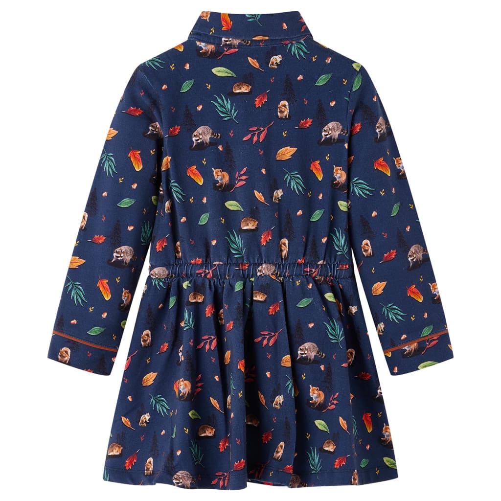 Vestido infantil vidaXL manga larga nº128 azul marino