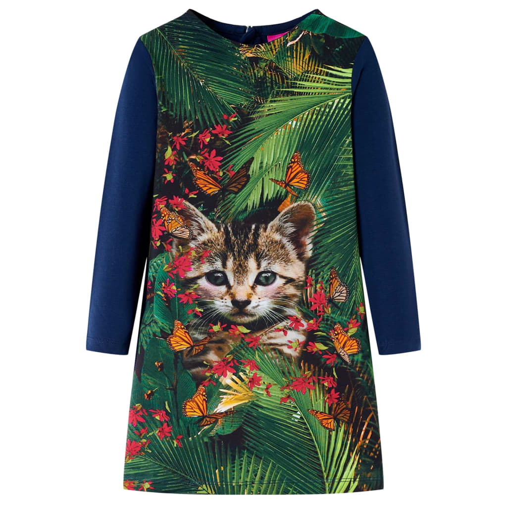Abito per bambini VidaXL a maniche lunghe 104 blu navy
