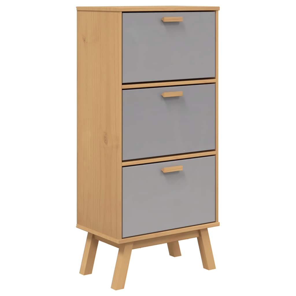 Gabinete de zapatos Vidaxl Olden 55x35x120 cm de madera de pino gris y marrón