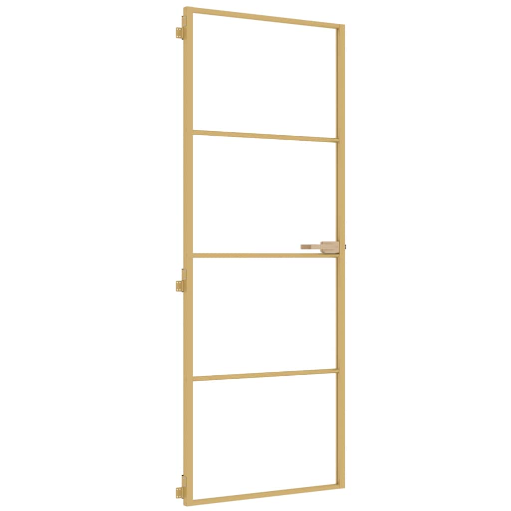 Vidaxl puerta interior estrecha 76x201.5 cm de vidrio endurecido y color de oro de aluminio