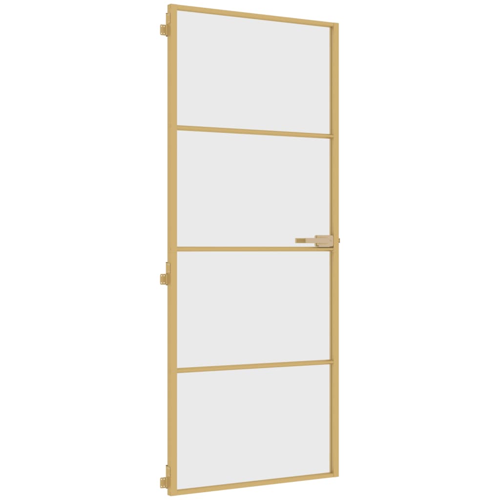 Vidaxl Porta interna stretta 83x201,5 cm in vetro temprato e colore in oro in alluminio