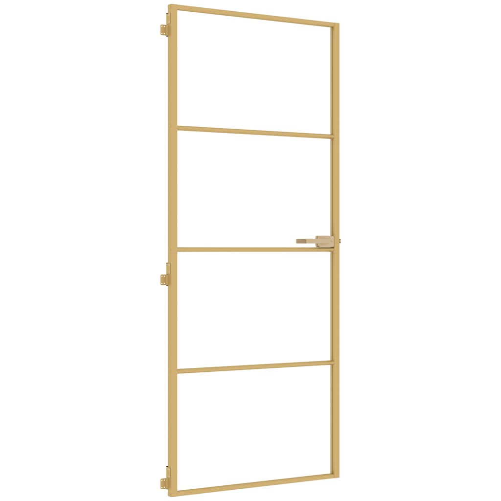 Vidaxl puerta interior estrecha 83x201.5 cm de vidrio endurecido y color de oro de aluminio