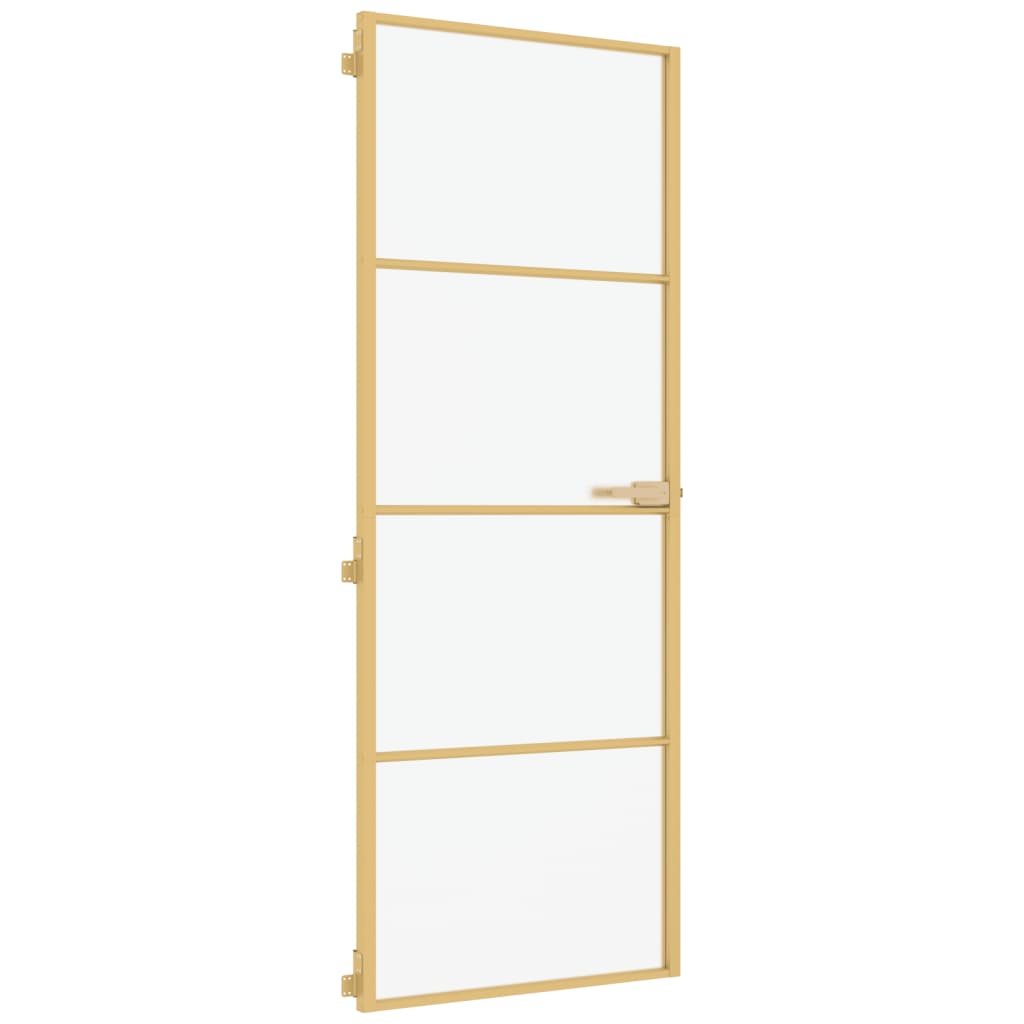 Vidaxl Porta interna stretta 76x201,5 cm in vetro temprato e colore in oro in alluminio