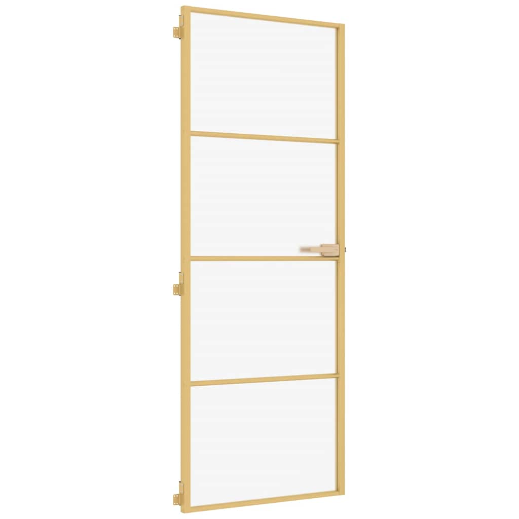 Vidaxl puerta interior estrecha 76x201.5 cm de vidrio endurecido y color de oro de aluminio