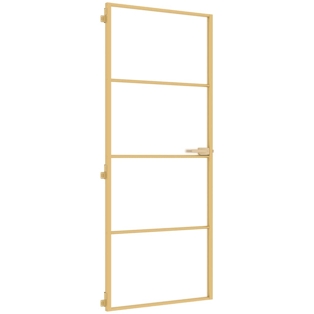 Vidaxl puerta interior estrecha 83x201.5 cm de vidrio endurecido y color de oro de aluminio