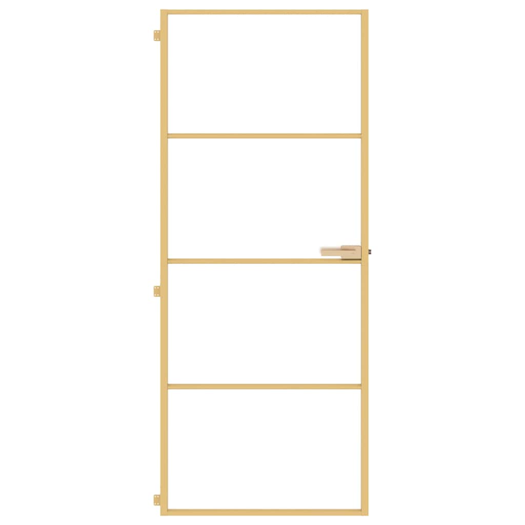 Vidaxl puerta interior estrecha 83x201.5 cm de vidrio endurecido y color de oro de aluminio