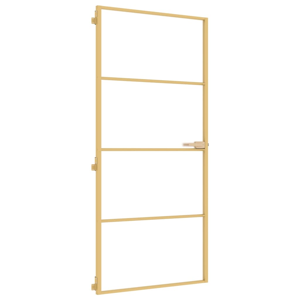 Vidaxl Porta interna stretta 93x201,5 cm in vetro temprato e colore in oro in alluminio