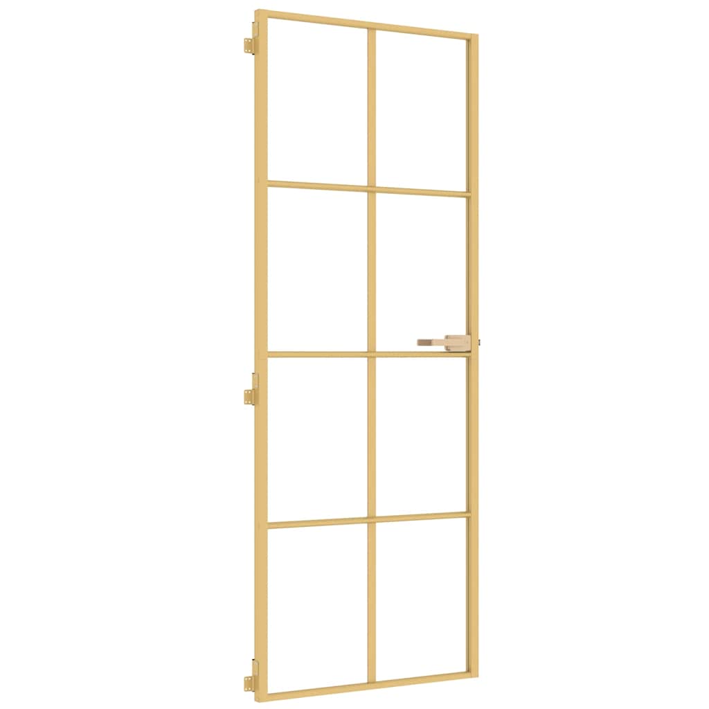 Vidaxl puerta interior estrecha 76x201.5 cm de vidrio endurecido y color de oro de aluminio
