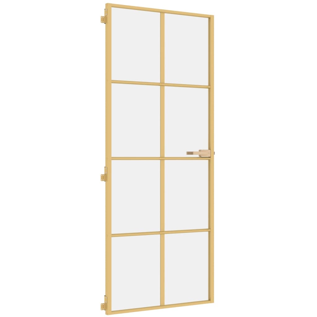 Vidaxl Porta interna stretta 83x201,5 cm in vetro temprato e colore in oro in alluminio