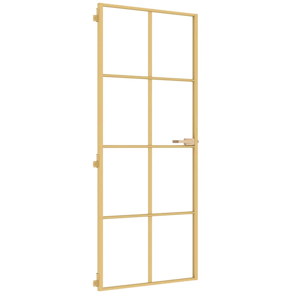 Vidaxl puerta interior estrecha 83x201.5 cm de vidrio endurecido y color de oro de aluminio
