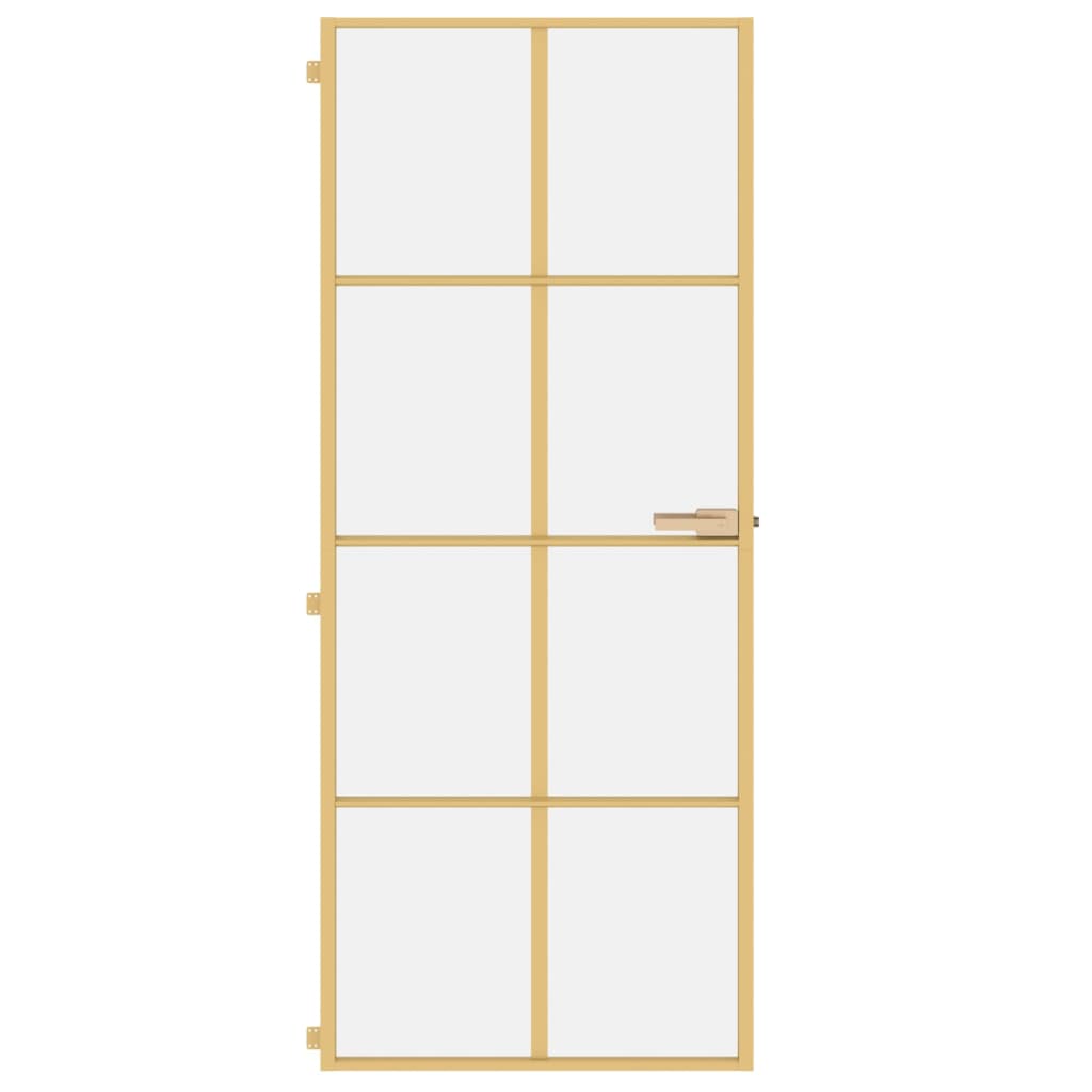 Vidaxl Porta interna stretta 83x201,5 cm in vetro temprato e colore in oro in alluminio