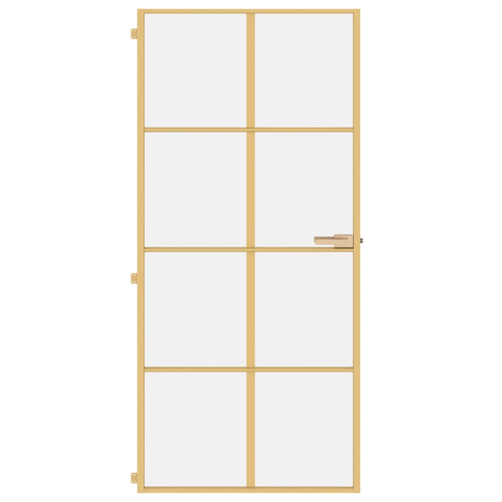 Vidaxl binnendeur smal 93x201,5 cm gehard glas en aluminium goudkleur