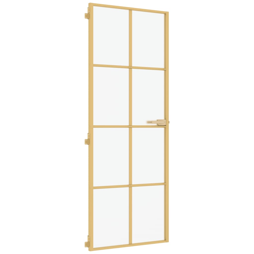 Vidaxl Porta interna stretta 76x201,5 cm in vetro temprato e colore in oro in alluminio