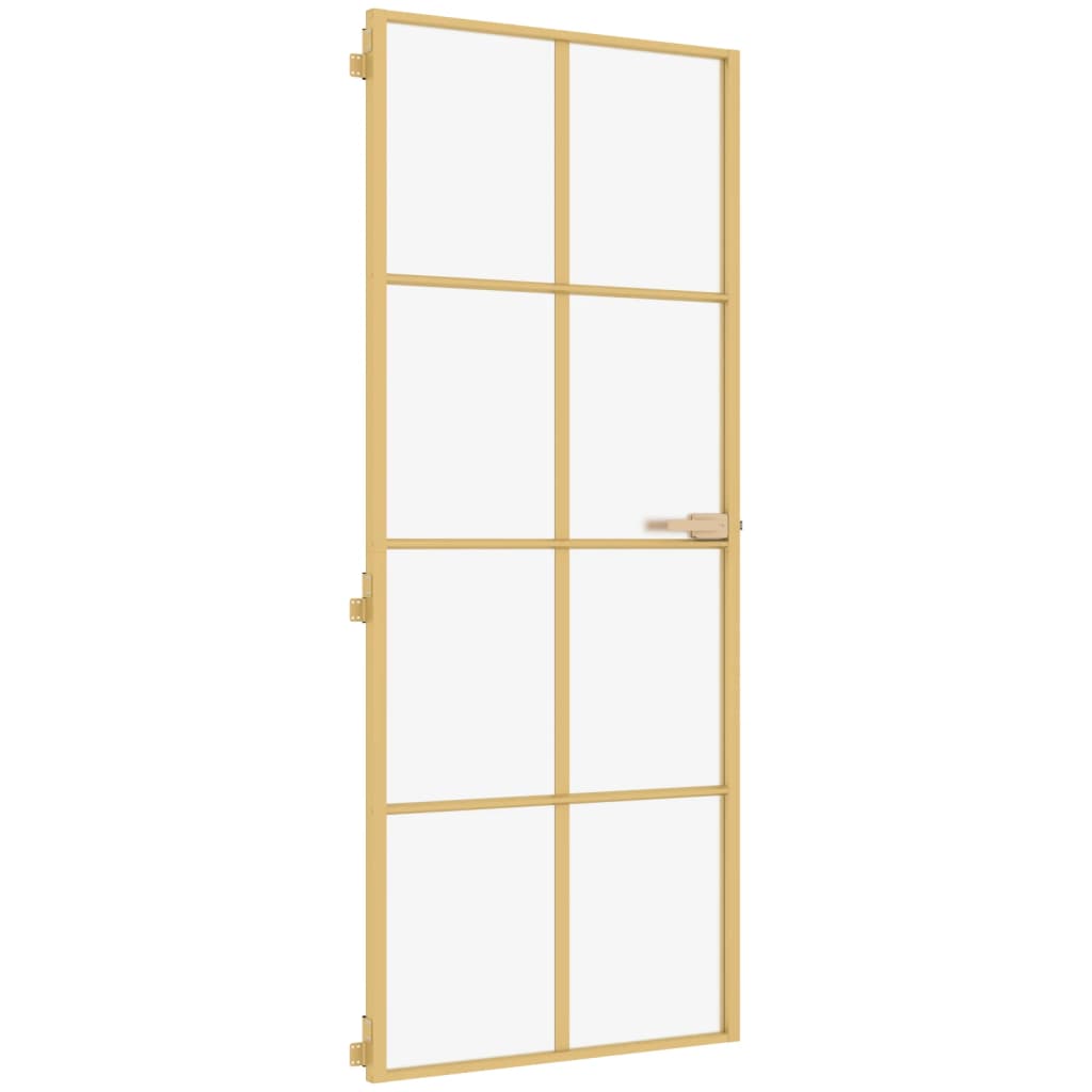 Vidaxl Porta interna stretta 83x201,5 cm in vetro temprato e colore in oro in alluminio