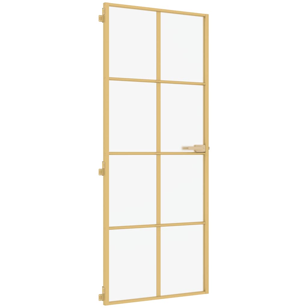 Vidaxl puerta interior estrecha 83x201.5 cm de vidrio endurecido y color de oro de aluminio