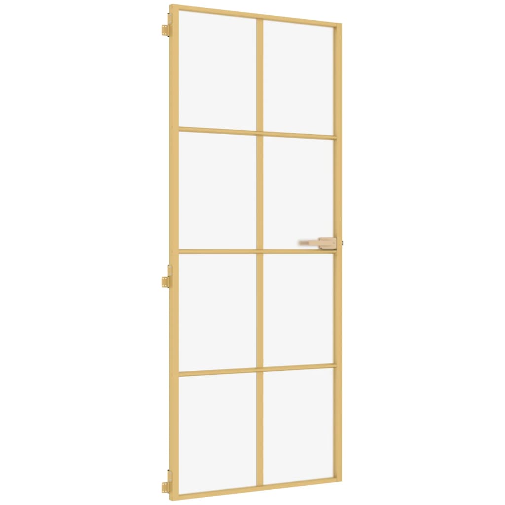 Vidaxl Porta interna stretta 93x201,5 cm in vetro temprato e colore in oro in alluminio