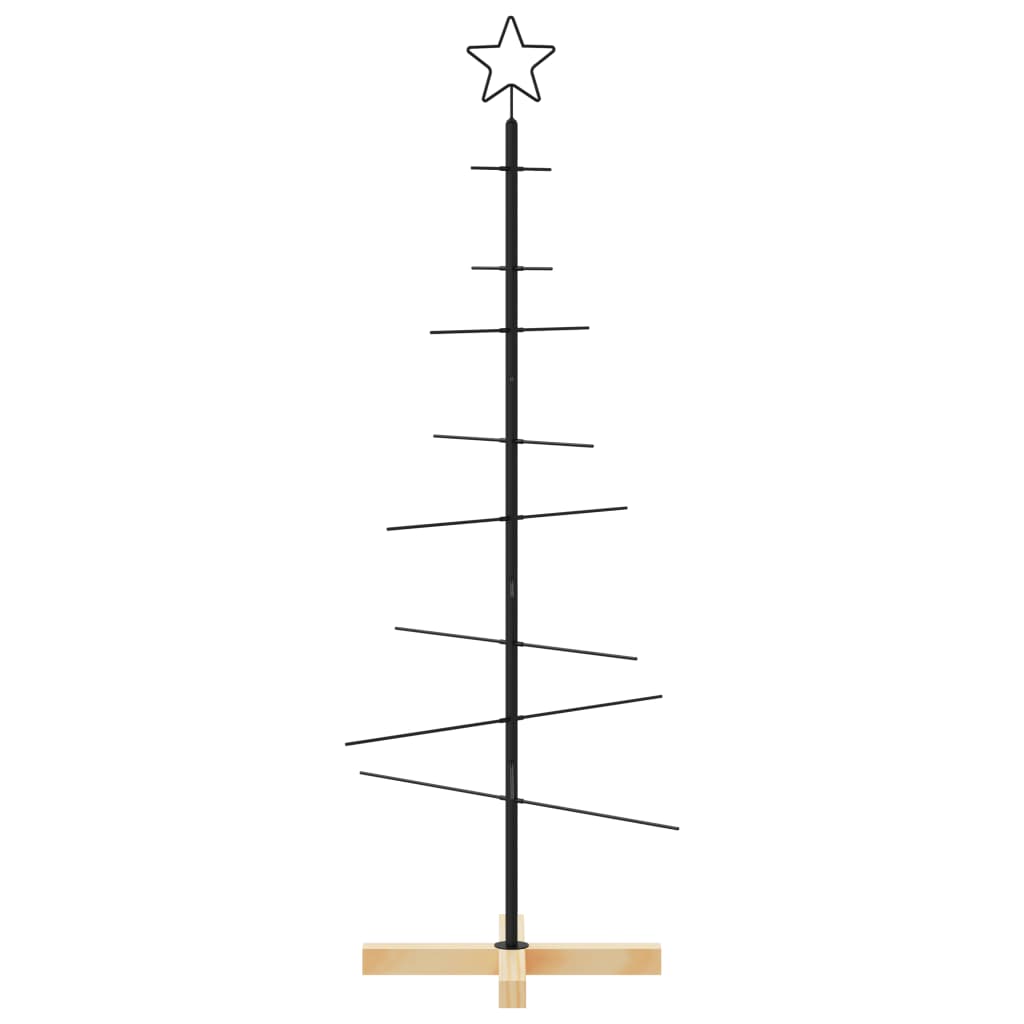 Vidaxl kerstdecoratie kerstboom met houten basis 120 cm metaal zwart