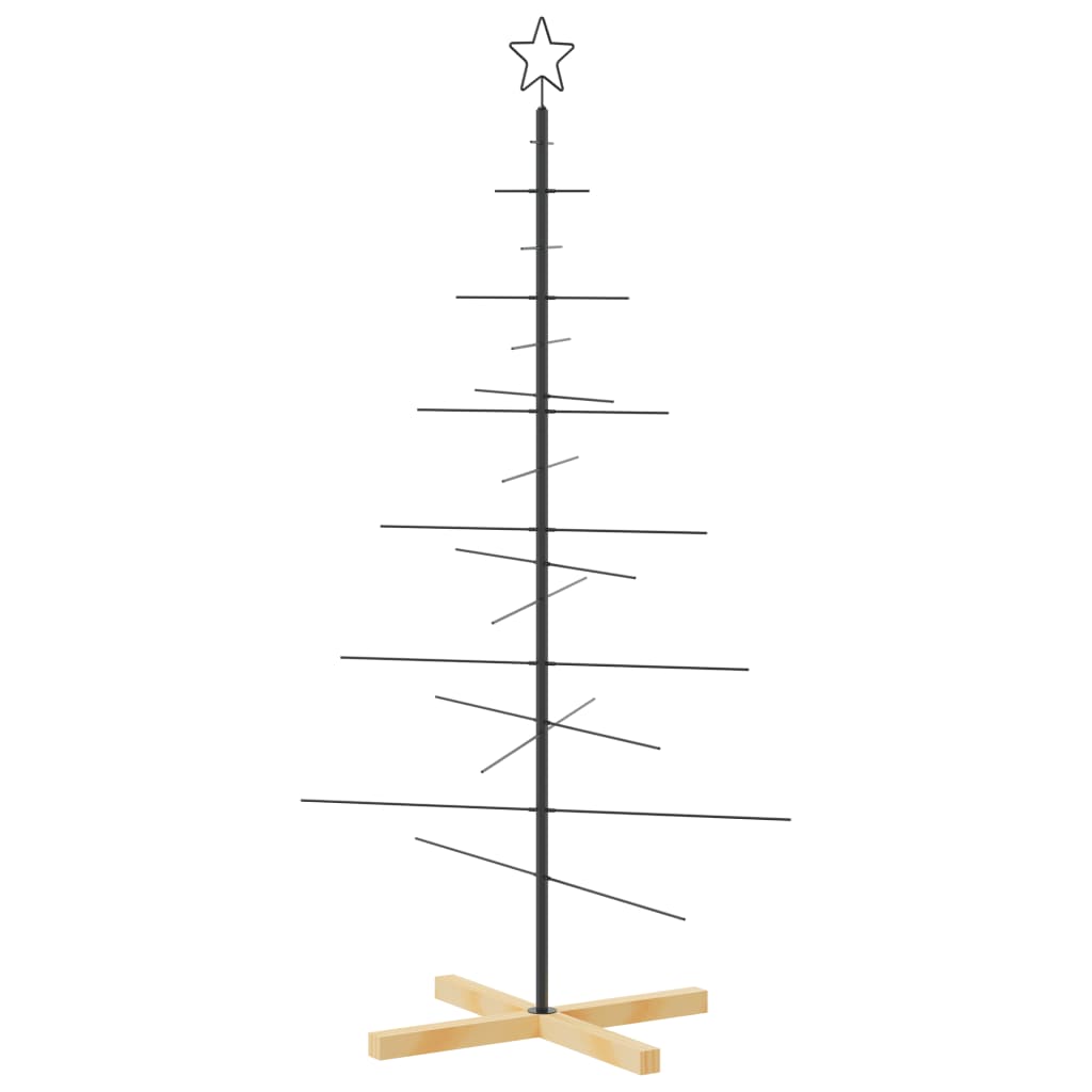 VidaXL Decoración navideña Árbol de Navidad con base de madera 150 cm metal negro