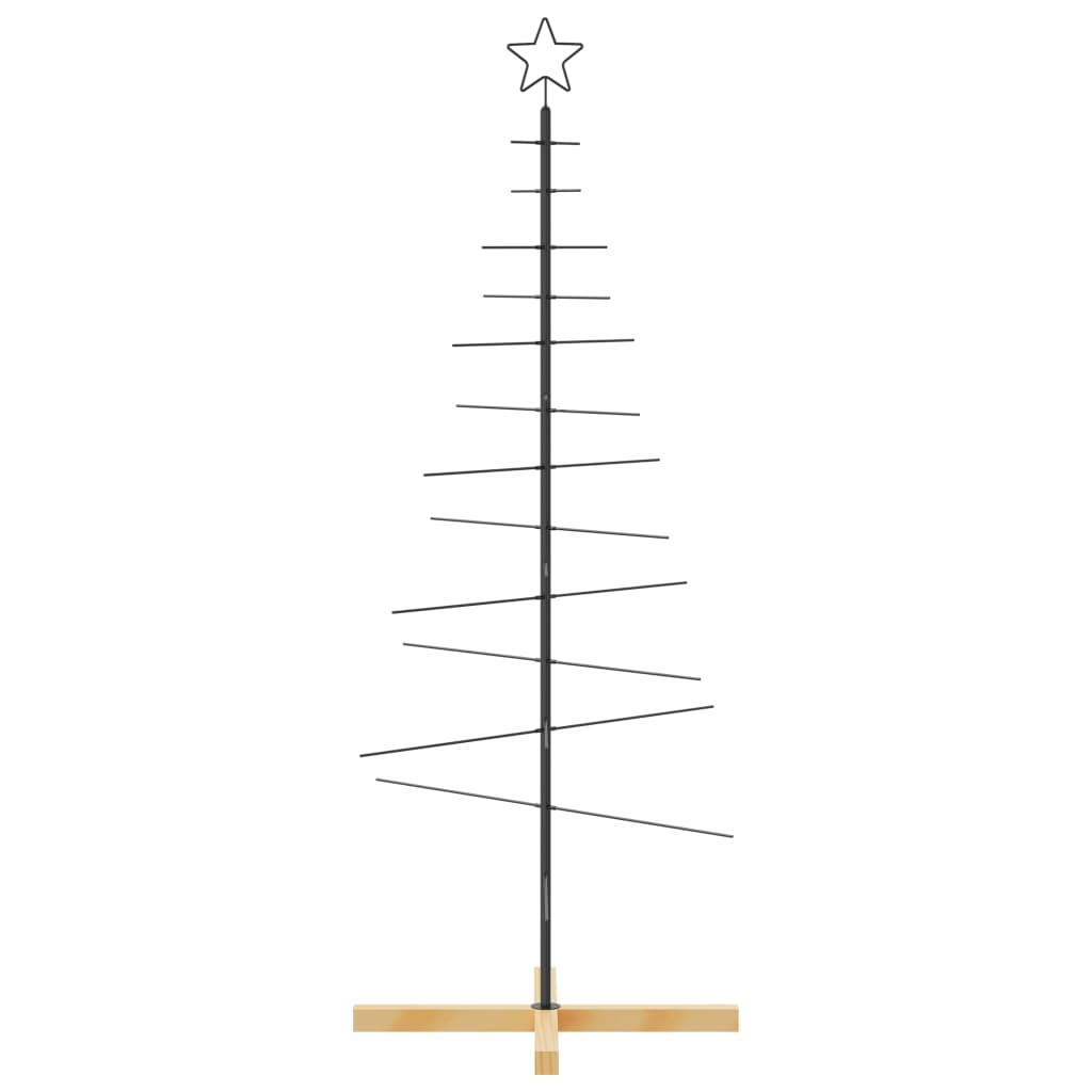 VidaXL Decoración navideña Árbol de Navidad con base de madera 150 cm metal negro