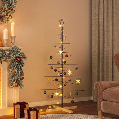 VidaXL Decorazione natalizia Albero di Natale con base in legno 150 cm in metallo nero