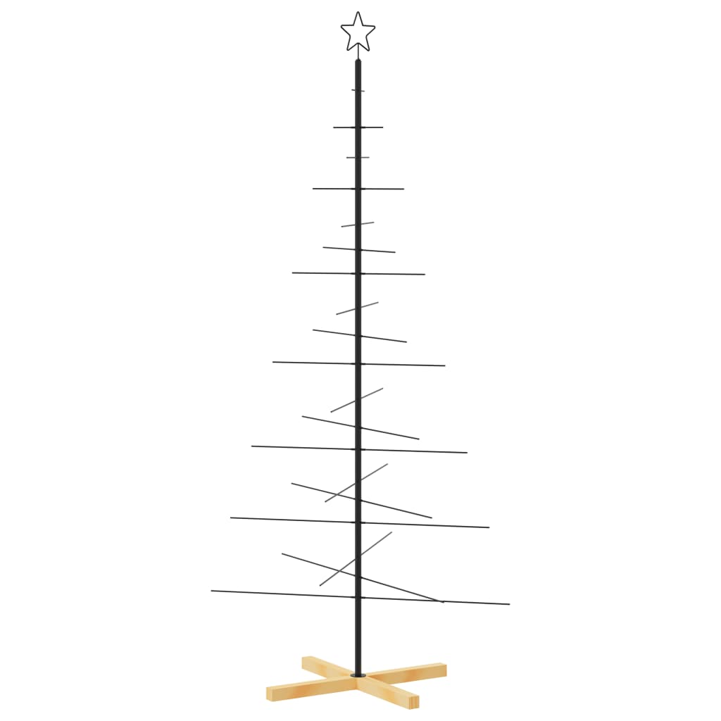 Vidaxx Decoración navideña Árbol de Navidad con base de madera 180 cm metal negro
