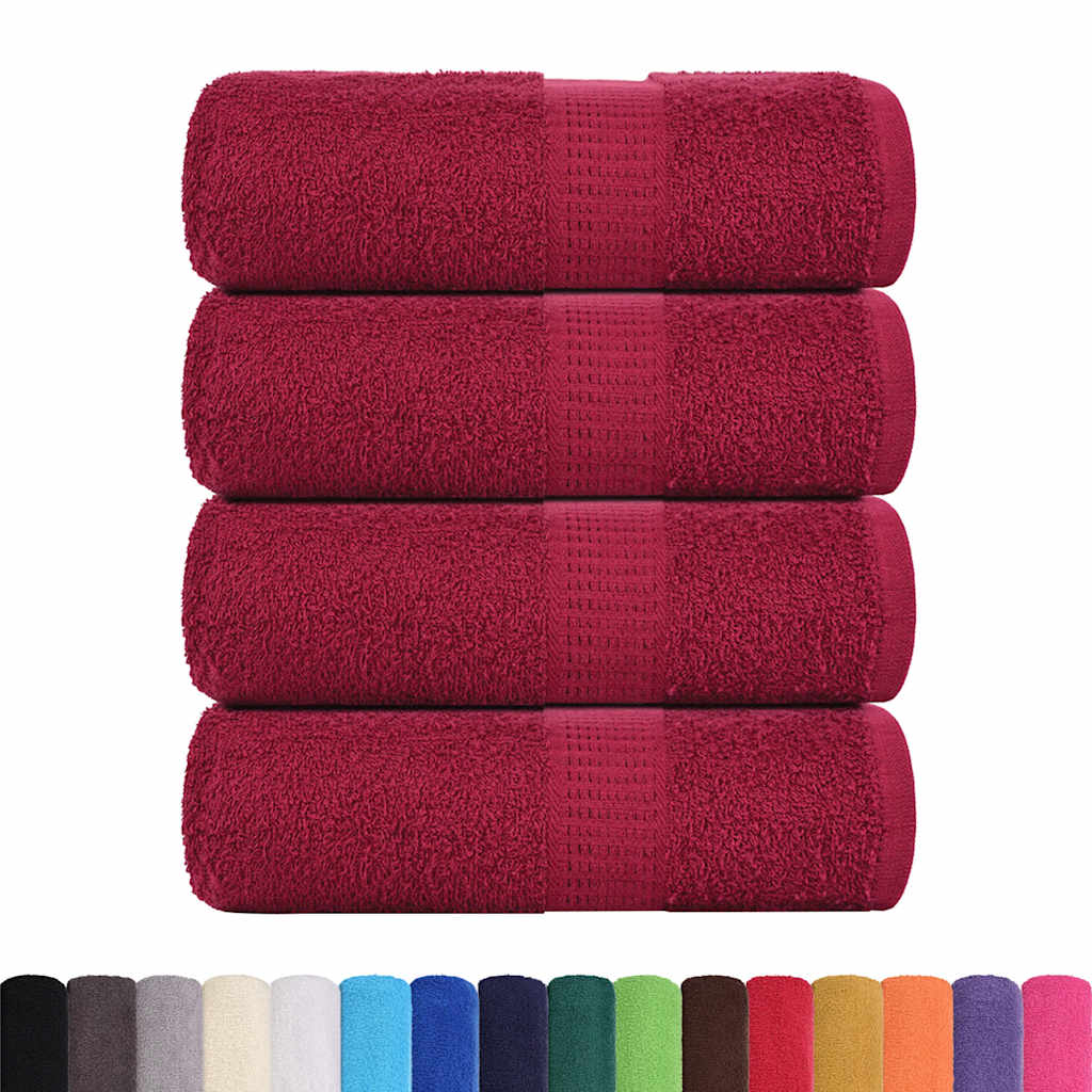 Toallitas de jabón Vidaxl 4 PCS 30x30 cm 360 g m² 100% Algodón Borgoña Rojo