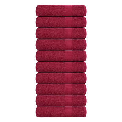 Toallas Vidaxl 10 st 50x100 cm 360 g m² 100% algodón de algodón rojo