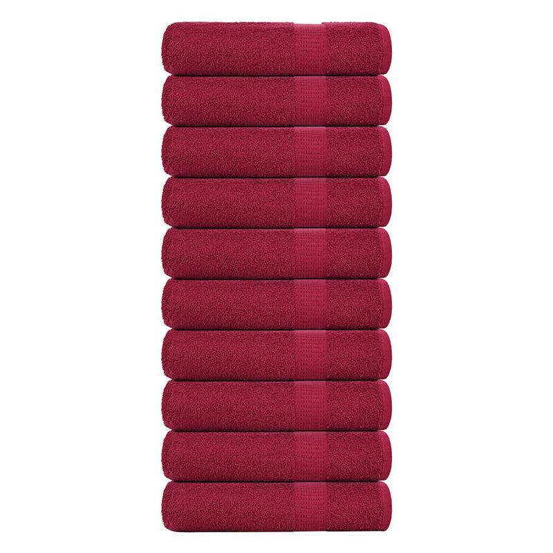 Vidaxl Asciugamani per doccia 10st 70x140 cm 360 g m² 100% di cotone Borgogna rosso