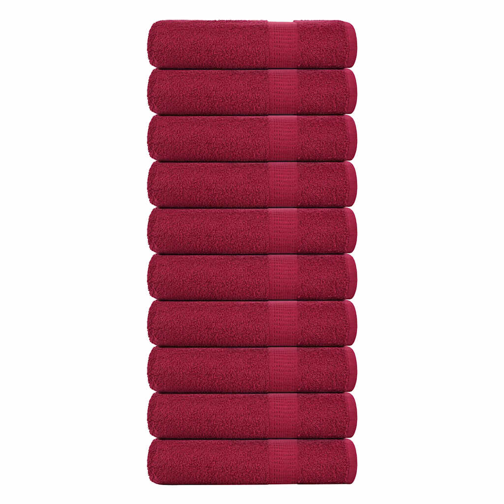 Vidaxl Asciugamani per doccia 10st 70x140 cm 360 g m² 100% di cotone Borgogna rosso