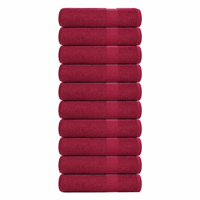 Vidaxl Asciugamani per doccia 10st 70x140 cm 360 g m² 100% di cotone Borgogna rosso