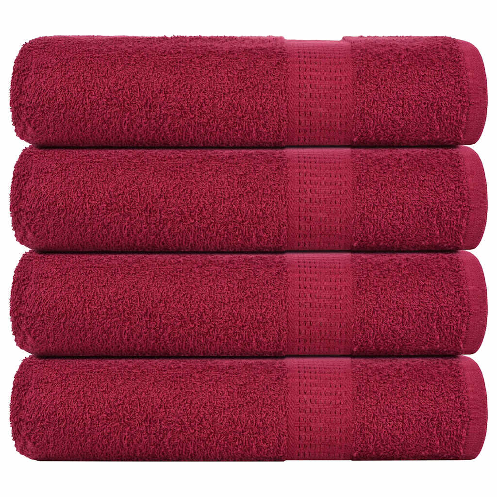 Toallas de baño Vidaxl 4 PCS 100x150 cm 360 g m² 100% Algodón Borgoña Rojo