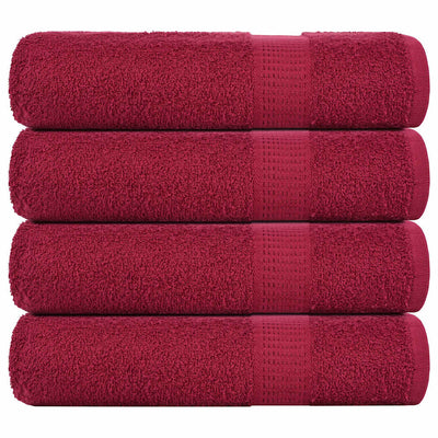 Toallas de baño Vidaxl 4 PCS 100x150 cm 360 g m² 100% Algodón Borgoña Rojo