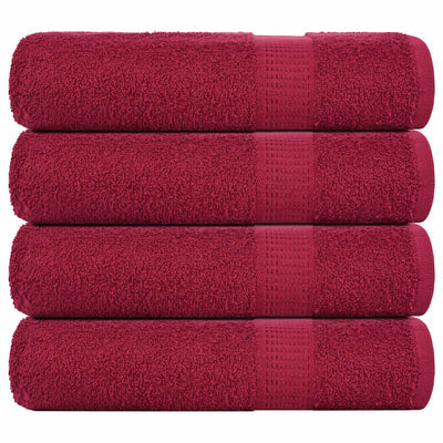 Toallas de baño Vidaxl 4 PCS 100x150 cm 360 g m² 100% Algodón Borgoña Rojo