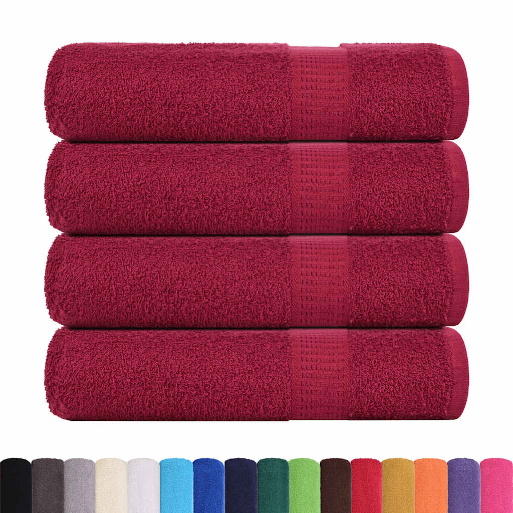 Toallas de baño Vidaxl 4 PCS 100x150 cm 360 g m² 100% Algodón Borgoña Rojo