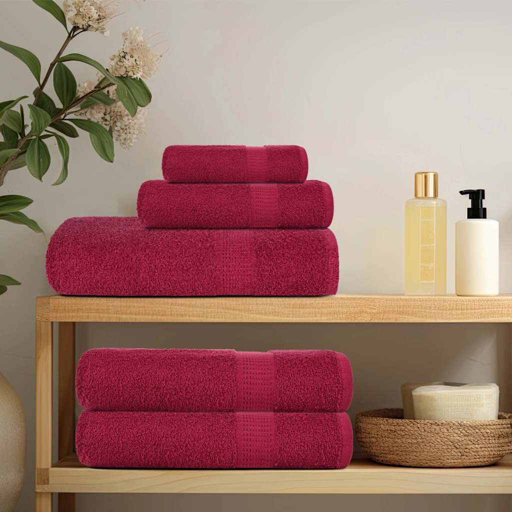 Toallas de baño Vidaxl 4 PCS 100x150 cm 360 g m² 100% Algodón Borgoña Rojo