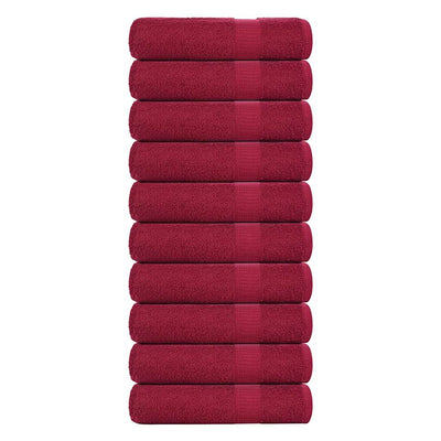 Vidaxl Asciugamani da bagno 10 ST 100x150 cm 360 g m² 100% di cotone Borgogna rosso