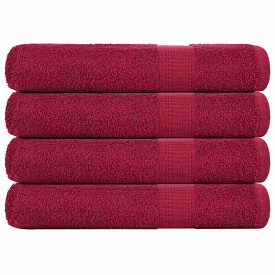 Toallas de sauna Vidaxl 4 st 80x200 cm 360g m² 100% algodón de algodón rojo