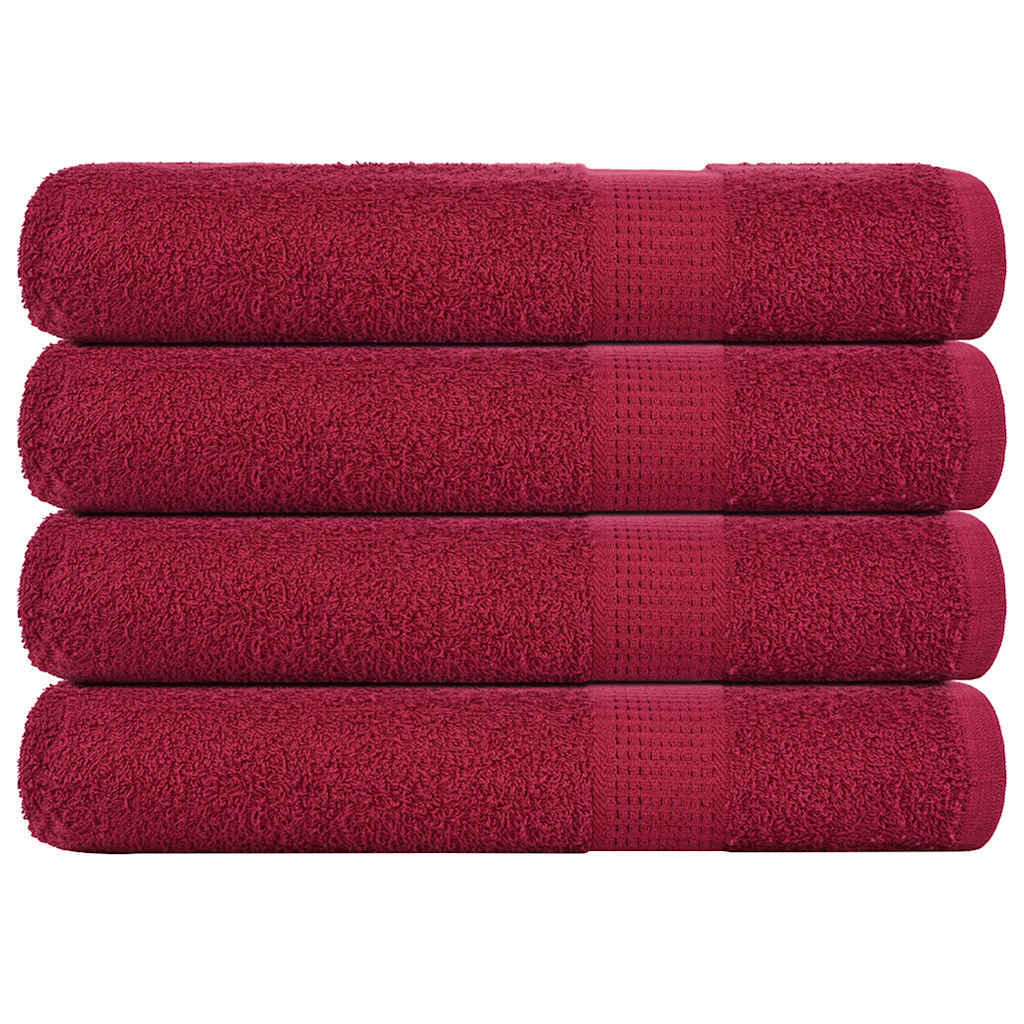 Asciugamani vidaxl 4 pezzi 100x200 cm 360 g m² 100% di cotone borgogna rosso