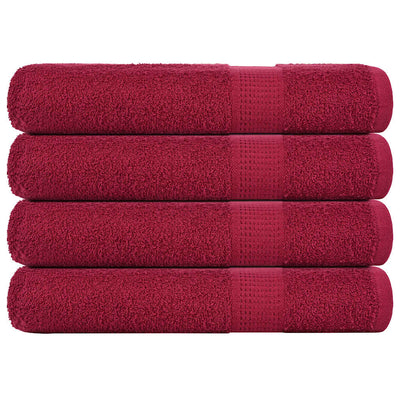 Toallas Vidaxl 4 PCS 100x200 cm 360 g m² 100% Algodón Borgoña Rojo