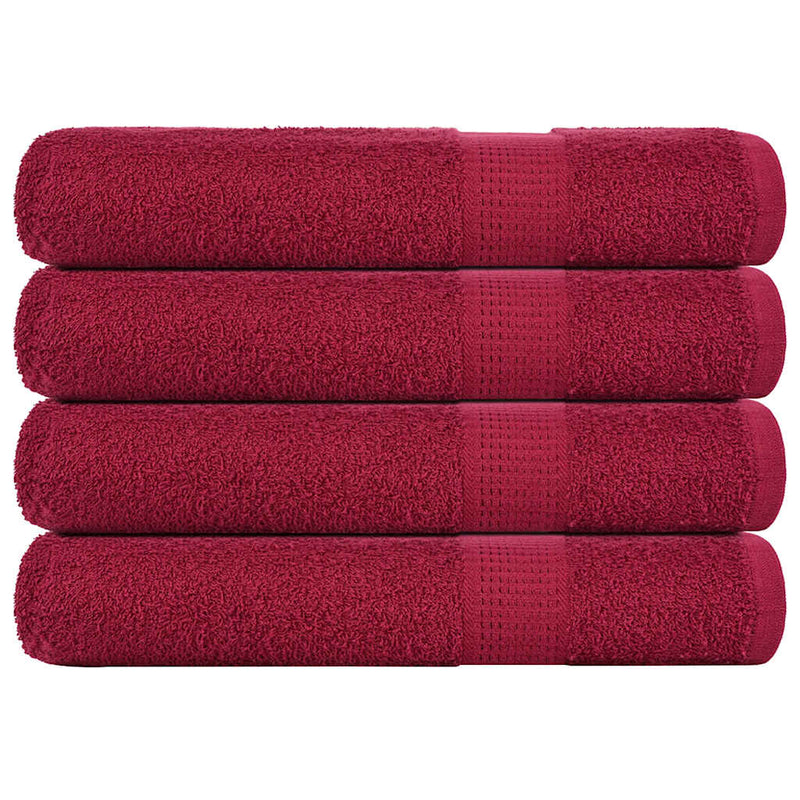 Asciugamani vidaxl 4 pezzi 100x200 cm 360 g m² 100% di cotone borgogna rosso