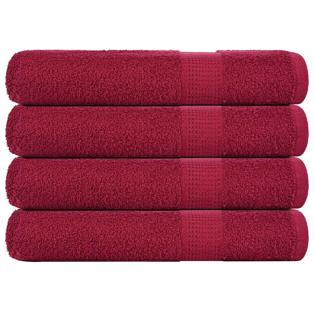 Asciugamani vidaxl 4 pezzi 100x200 cm 360 g m² 100% di cotone borgogna rosso