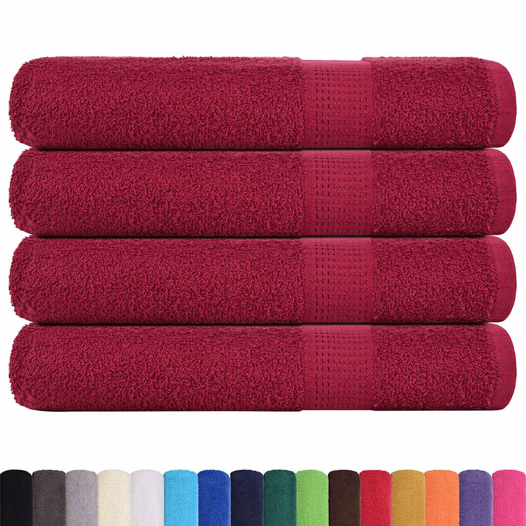 Toallas Vidaxl 4 PCS 100x200 cm 360 g m² 100% Algodón Borgoña Rojo