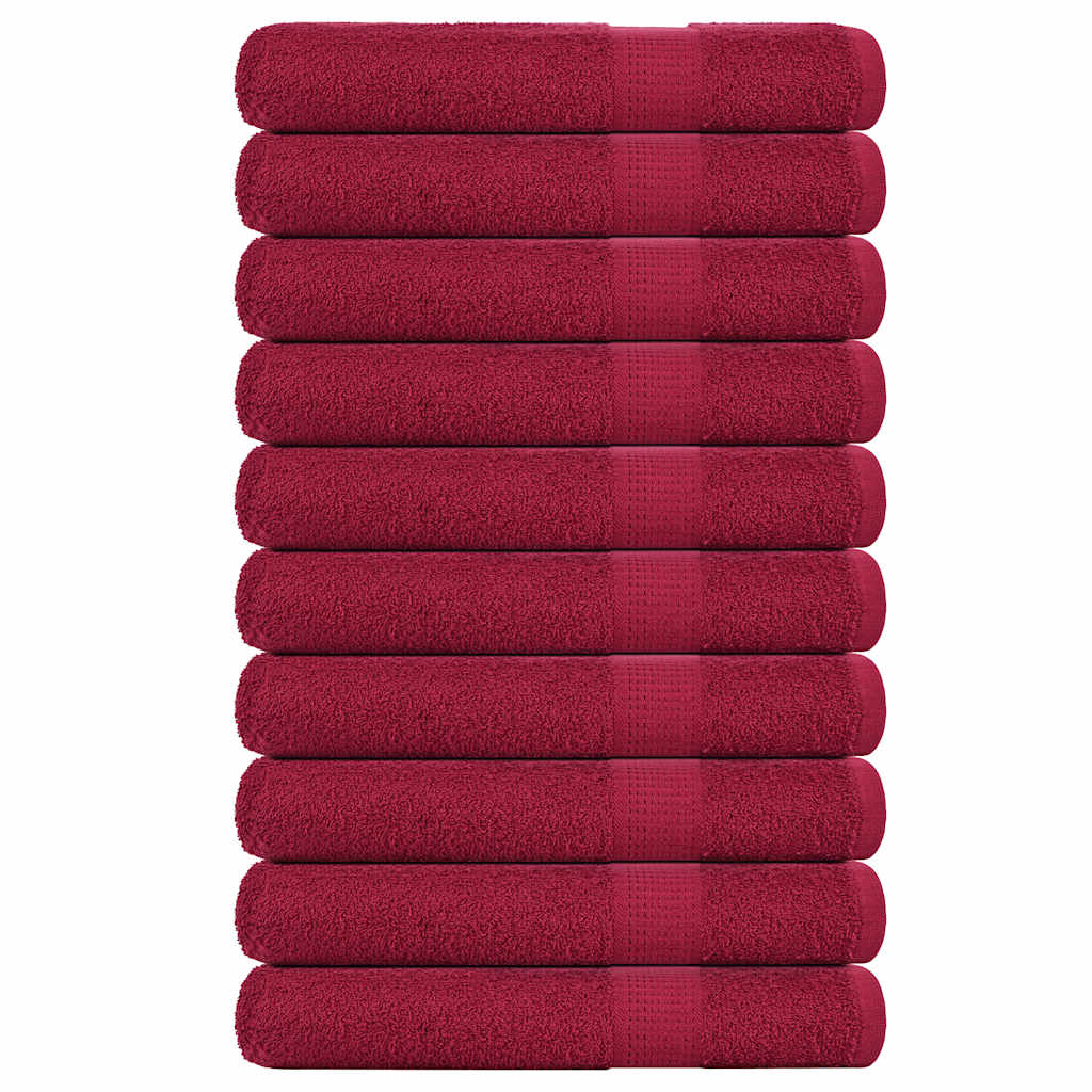 Toallas Vidaxl 10 pcs 100x200 cm 360 g m² 100% algodón de algodón rojo